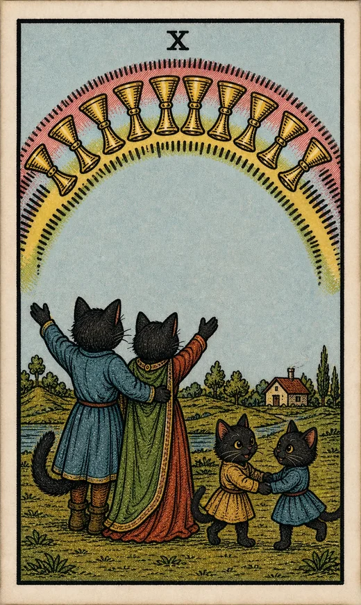 Toe Bean Waite card: Ten of Cups.
