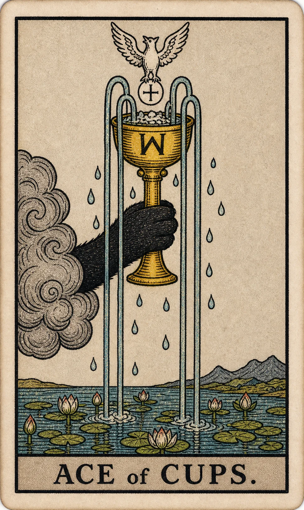 Toe Bean Waite card: Ace of Cups.