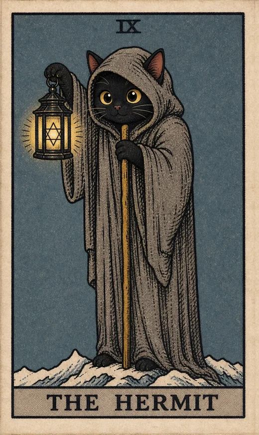 Toe Bean Waite card: The Hermit.