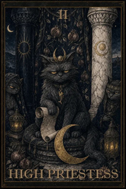 Salty Bean Tarot card: The High Priestess.