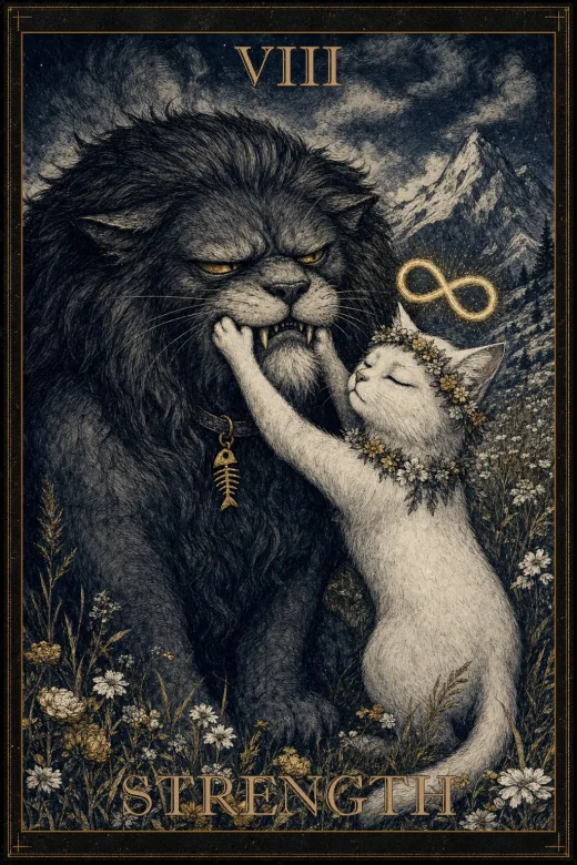 The Strength card from the Salty Bean tarot deck.