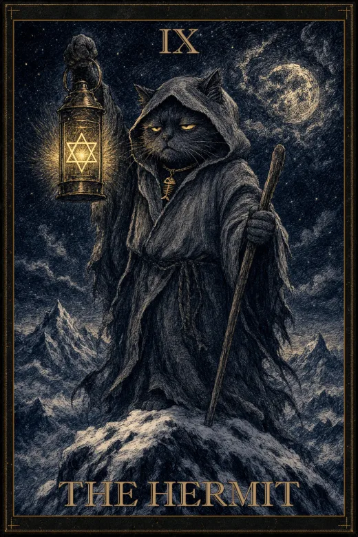 The Hermit card from the Salty Bean tarot deck.