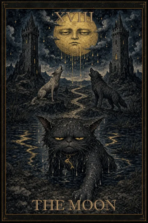 Salty Bean Tarot card: The Moon.
