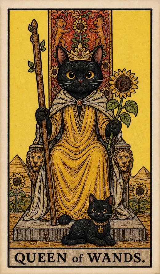 Toe Bean Waite card: Queen of Wands.